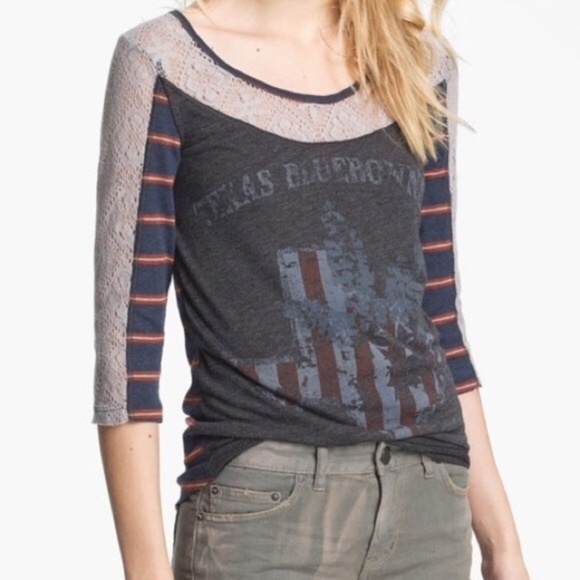 Free People Tops - Free People Texas Bluebonnet Lace Long Sleeve Tee